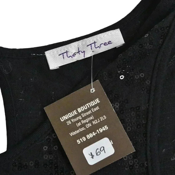 NWT Thirty Three Black Sequins Mini Dress Sleeveless Bodycon Size Large - Picture 6 of 10